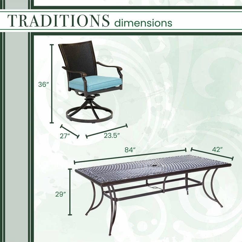 Promo โจ Hanover Traditions 9-Piece Dining Set, Cast-Top Table, Blue/Bronze โ๏ธ - Image 4