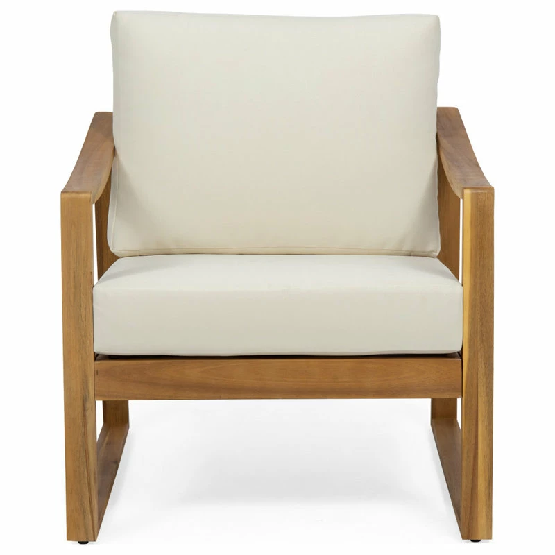 Brand new 🌟 GDFStudio Jad Outdoor Acacia Club Chairs With Water Resistant Cushions, Set Of 2, Teak Fin 🔔 - Image 8