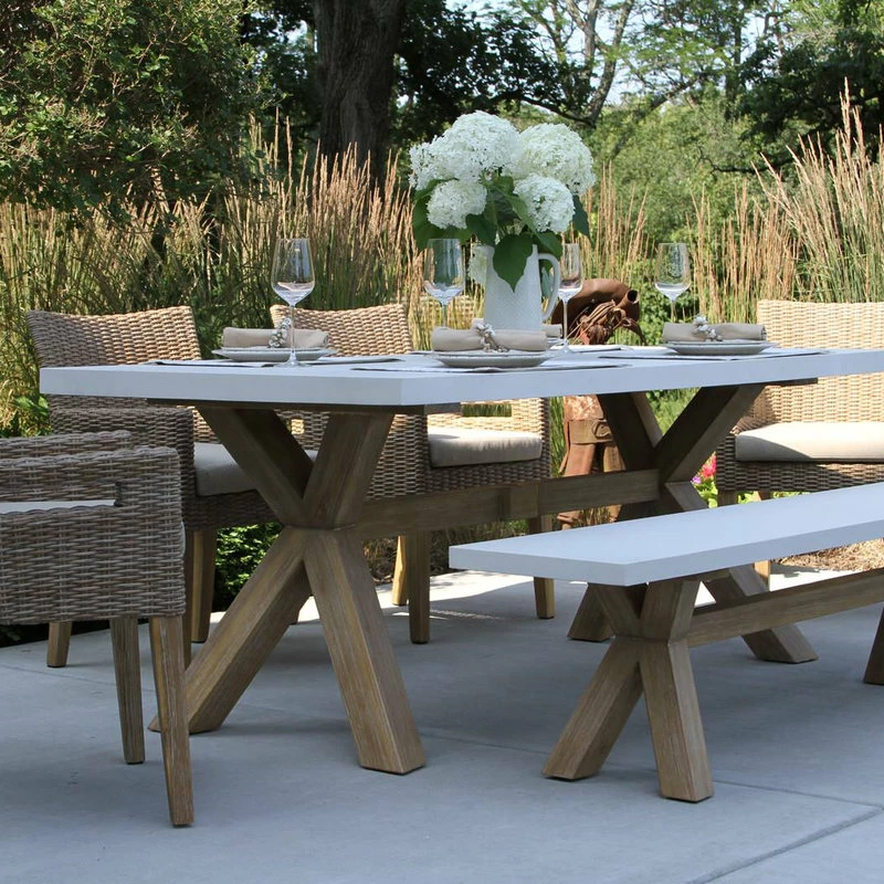 Best reviews of ๐งจ Outdoor Interiors 6-Piece Ivory Composite, Wheat Wicker And Eucalyptus Wash Rectangle Dining Set ๐ - Image 3