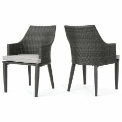 Best Pirce ๐ฅ GDFStudio GDF Studio Hillcrest Outdoor Wicker Dining Chairs, Set Of 2, Gray/Light Gray ๐