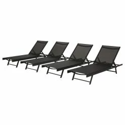 Best reviews of ⭐ GDFStudio GDF Studio Allen Outdoor Gry Mesh Chaise Lounge With Aluminum Frame, Black/Dark ⭐