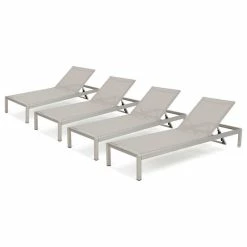Best Sale 😍 GDFStudio Coral Bay Outdoor Mesh Chaise Lounge, Set Of 4 🌟