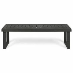 New 🧨 GDFStudio GDF Studio Kemp Outdoor Acacia Wood Bench, Sandblast Dark Gray 🤩