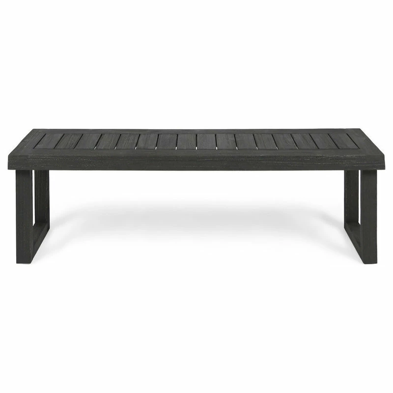 New 🧨 GDFStudio GDF Studio Kemp Outdoor Acacia Wood Bench, Sandblast Dark Gray 🤩