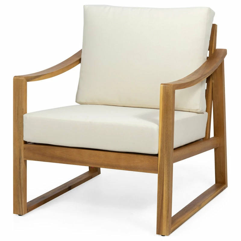 Brand new 🌟 GDFStudio Jad Outdoor Acacia Club Chairs With Water Resistant Cushions, Set Of 2, Teak Fin 🔔 - Image 4