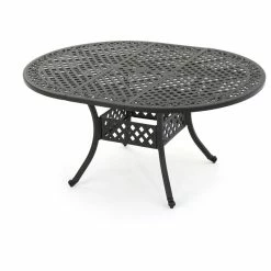 Best Sale 🛒 GDFStudio GDF Studio Stannis Outdoor Expandable Aluminum Dining Table, Black Sand 🔥