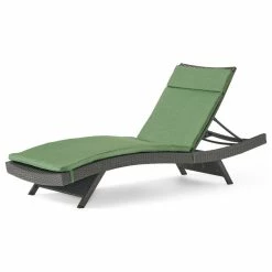 Best reviews of ⭐ GDFStudio GDF Studio Nassau Outdoor Gray Wicker Chaise Lounge, Jungle Green Cushion 👍