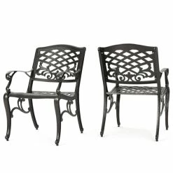 Budget 🌟 GDFStudio Covington Outdoor Cast Aluminum Dining Chairs, Set Of 2 🤩