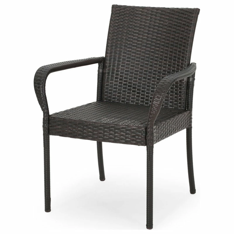 Best reviews of 👍 GDFStudio Johnston Outdoor Contemporary Wicker Dining Chair, Set Of 2, Gray, Multi-Brown 🎁 - Image 3