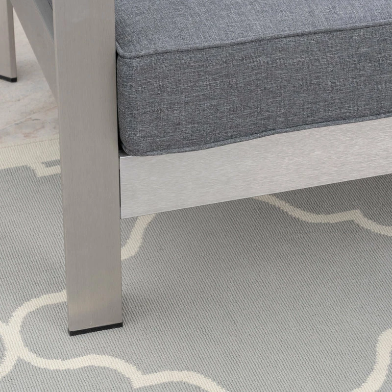 Best Pirce 😀 GDFStudio GDF Studio Booth Outdoor Aluminum Club Chairs, Set Of 2, Sliver/Gray 🔔 - Image 6