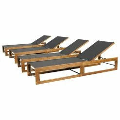 Best reviews of ๐ GDFStudio Leavitt Outdoor Mesh And Wood Adjustable Chaise Lounges, Set Of 4 ๐งจ