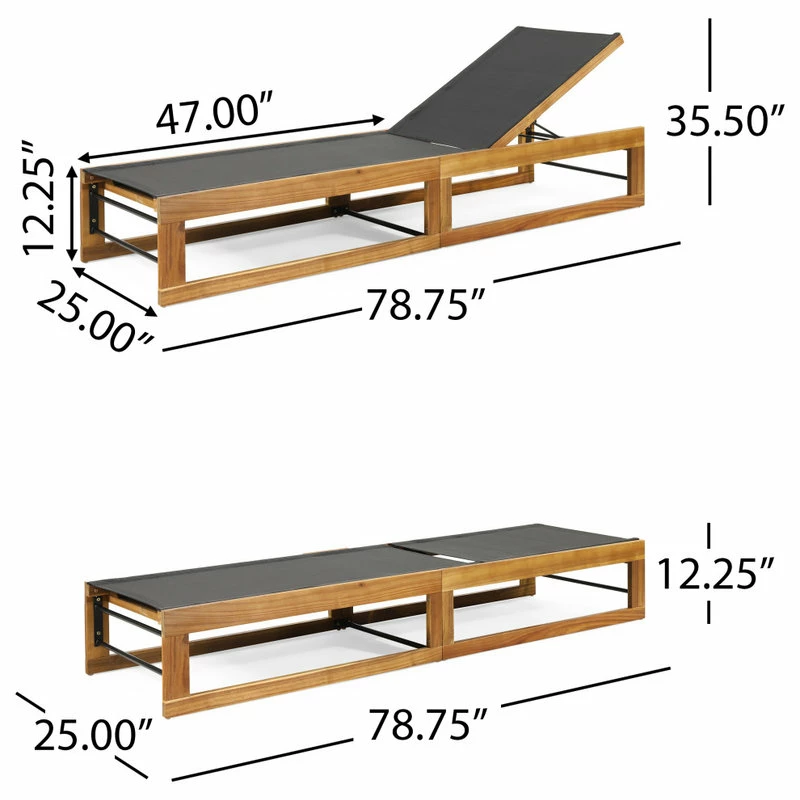 Best reviews of ๐ GDFStudio Leavitt Outdoor Mesh And Wood Adjustable Chaise Lounges, Set Of 4 ๐งจ - Image 11