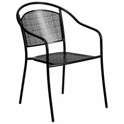 Deals 😍 Flash Furniture Indoor/Outdoor Steel Patio Arm Chair With Round Back, Black ✨