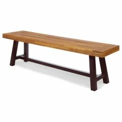 Budget 😀 GDFStudio GDF Studio Colonial Outdoor Sandblack Finish Acacia Wood And Rustic Metal Bench 😀