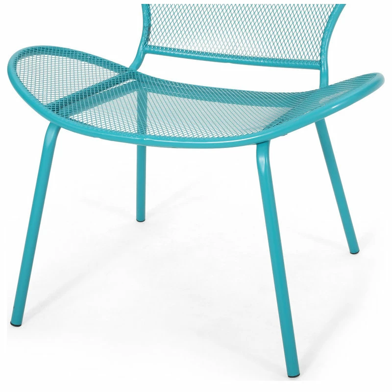 Budget 😍 GDFStudio Bernice Modern Outdoor Iron Club Chair, Set Of 2, Matte Teal 🎉 - Image 9