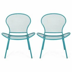 Budget 😍 GDFStudio Bernice Modern Outdoor Iron Club Chair, Set Of 2, Matte Teal 🎉