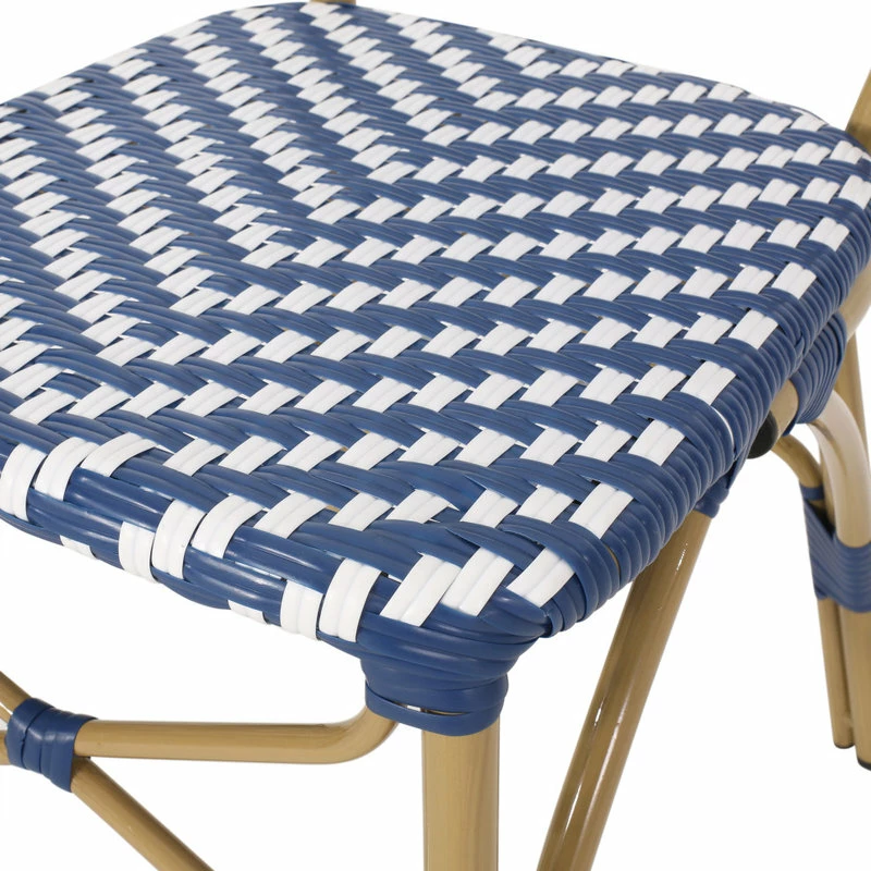 Coupon ❤️ GDFStudio Deshler Outdoor Aluminum French Bistro Set, Navy Blue, White, And Bamboo Finish 🧨 - Image 8
