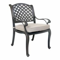 Outlet ๐ฅ IPatio Furniture Carlsbad Cast Dessert Night Aluminum Dining Arm Chair With Cushion ๐ฅฐ