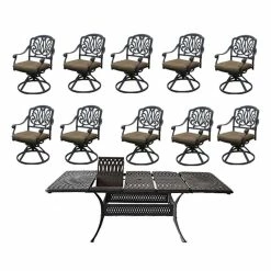 Budget 🎉 Sunvuepatio Outdoor Patio Dining Set Cast Aluminum Santa Clara Extendable Table, 11-Piece 🥰
