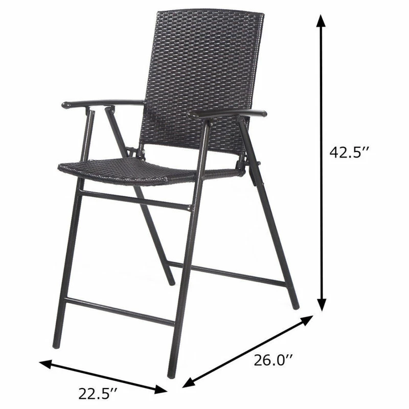 Best deal π Costway 4 PCS Folding Rattan Wicker Bar Stool Chair Indoor &Outdoor Furni Brown π€© - Image 2