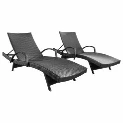 Wholesale โจ GDFStudio GDF Studio Soleil Outdoor Gray Wicker Arm Chaise Lounges, Set Of 2 ๐