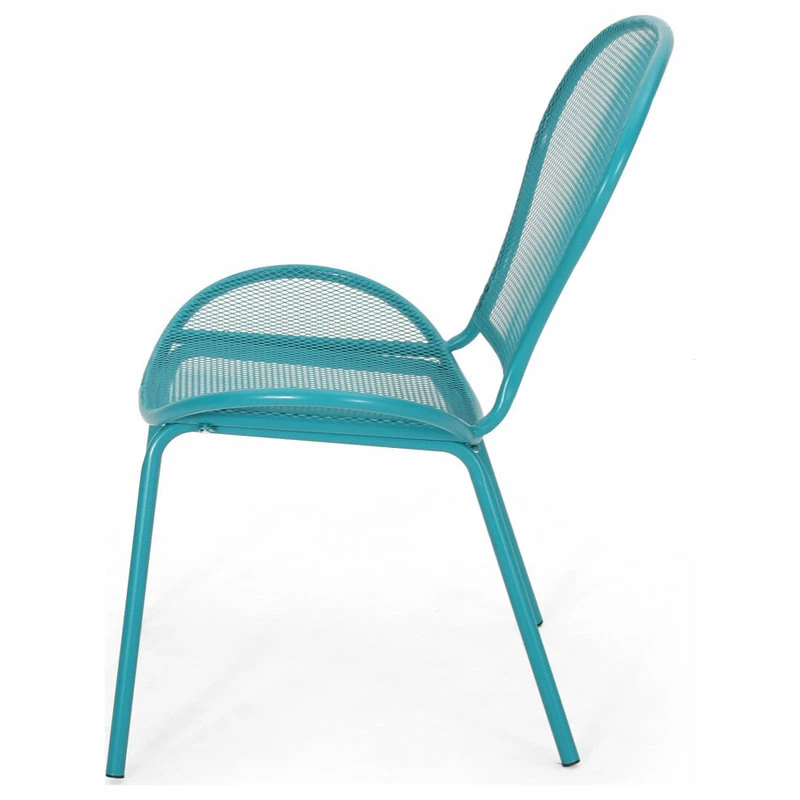 Budget 😍 GDFStudio Bernice Modern Outdoor Iron Club Chair, Set Of 2, Matte Teal 🎉 - Image 4