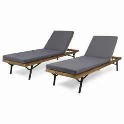Top 10 ๐ GDFStudio GDF Studio Eileen Outdoor Acacia Wood Chaise Lounges With Cushions, Set Of 2 ๐
