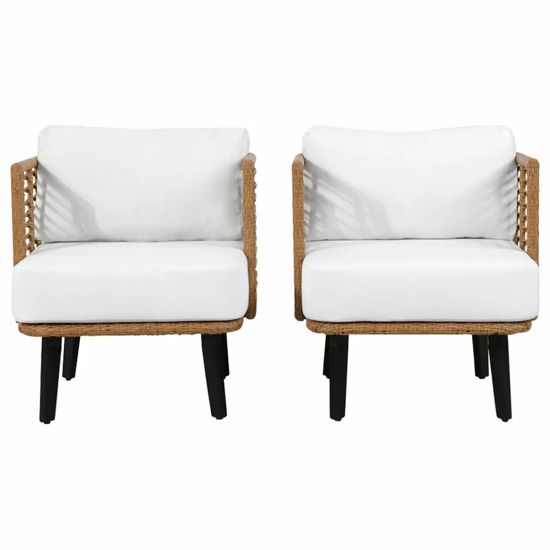 Brand new ๐งจ GDFStudio Rauser Outdoor Wicker Club Chair With Water Resistant Cushion (Set Of 2) ๐