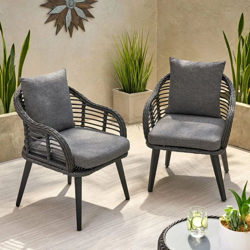 Deals ๐ฅฐ GDFStudio Madison Outdoor Wicker Club Chairs With Cushions, Set Of 2, Gray/Black ๐ - Image 3