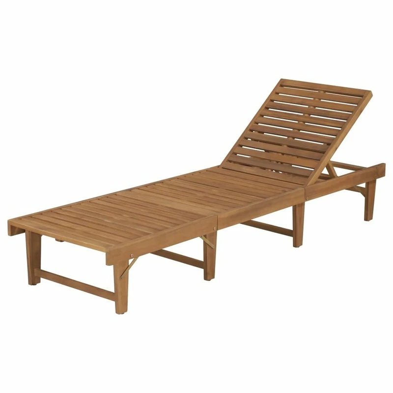 Outlet ✨ Vida XL LLC VidaXL Solid Acacia Wood Folding Sun Lounger Chaise Bed Sunbed Seat Chair 💯 - Image 3