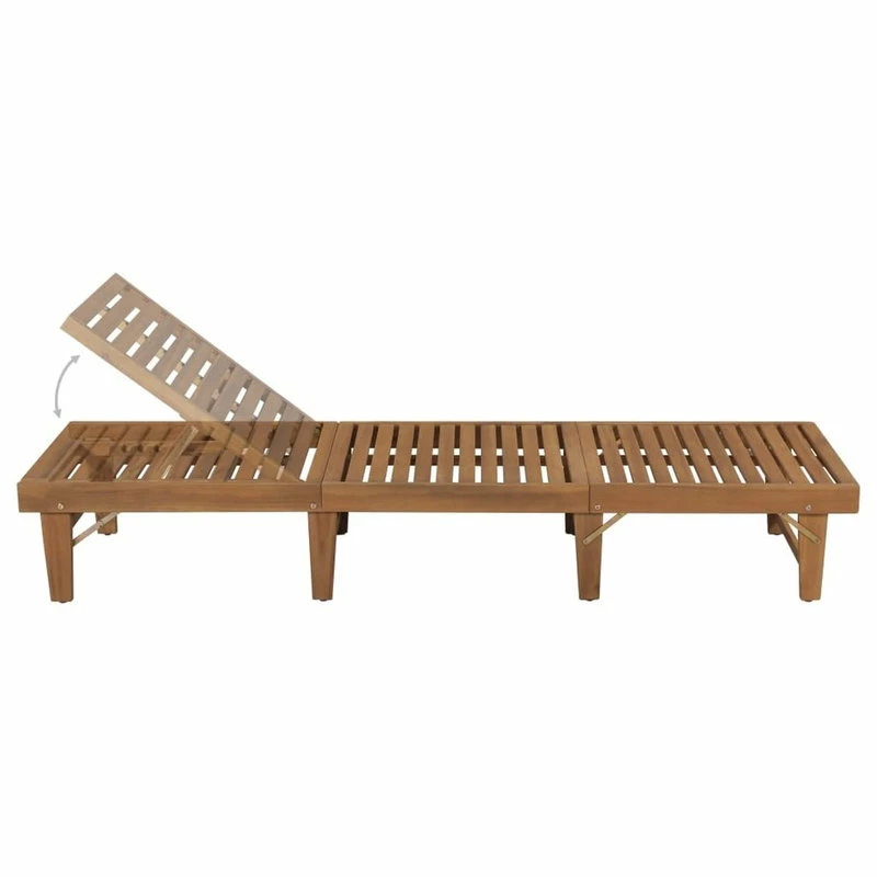 Outlet ✨ Vida XL LLC VidaXL Solid Acacia Wood Folding Sun Lounger Chaise Bed Sunbed Seat Chair 💯 - Image 5