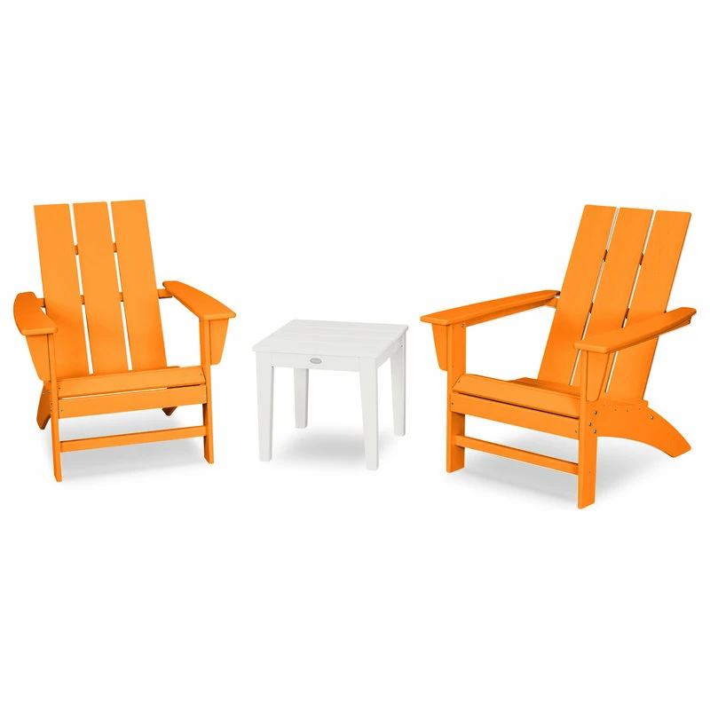 Brand new ๐ POLYWOOD Modern Adirondack 3-Piece Set, Tangerine/White ๐งจ