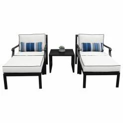 Discount 💯 TKClassics Kathy Ireland Madison Ave. 5 Piece Aluminum Patio Furniture Set 05b, Snow 😍