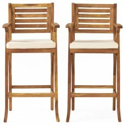 Best reviews of 😀 GDFStudio GDF Studio Anguilla Teak Finish Acacia Wood Outdoor Barstools, Set Of 2 🤩