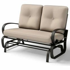 Wholesale 🔔 Costway Glider Outdoor Patio Rocking Bench Cushioned Seat Steel Frame Furniture 🤩