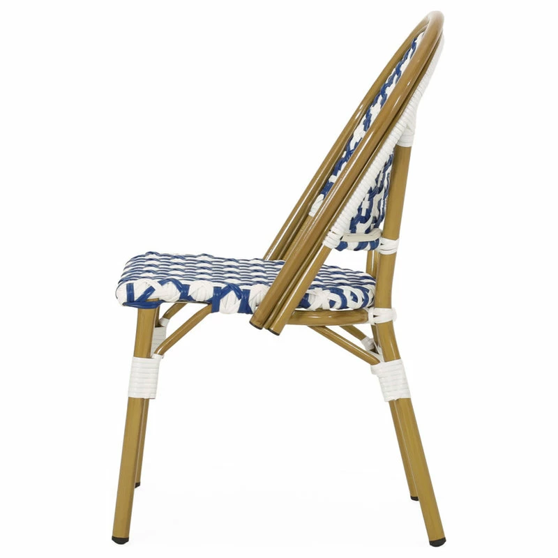 Best reviews of 🤩 GDFStudio Bronson Outdoor French Bistro Chair, Set Of 2, Blue/White/Bamboo Print Finish 🔥 - Image 4