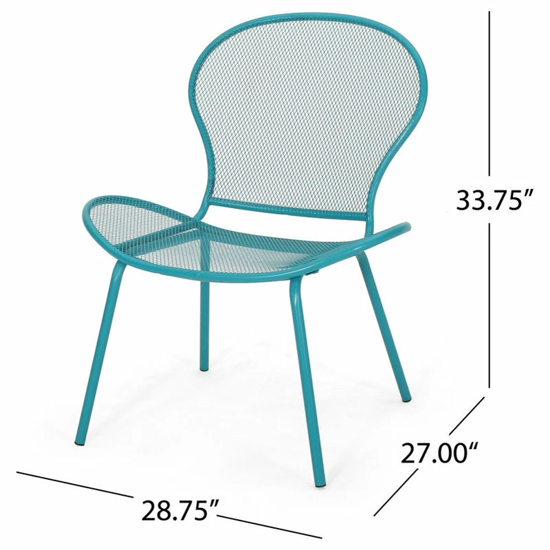 Budget 😍 GDFStudio Bernice Modern Outdoor Iron Club Chair, Set Of 2, Matte Teal 🎉 - Image 11
