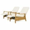 Best Pirce 😀 GDFStudio Sadlier Outdoor Acacia Wood Recliner Chair, Cushions, Set Of 2, Cream/Teak ⭐