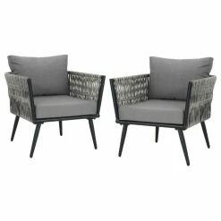 Cheap ✨ GDFStudio GDF Studio Weber Outdoor Wicker Club Chairs, Set Of 2, Light Gray/Dark Gray ⭐