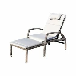 Discount 💯 Courtyard Casual Taupe Beach Front Deck Chair To Chaise Lounge Combo ⌛