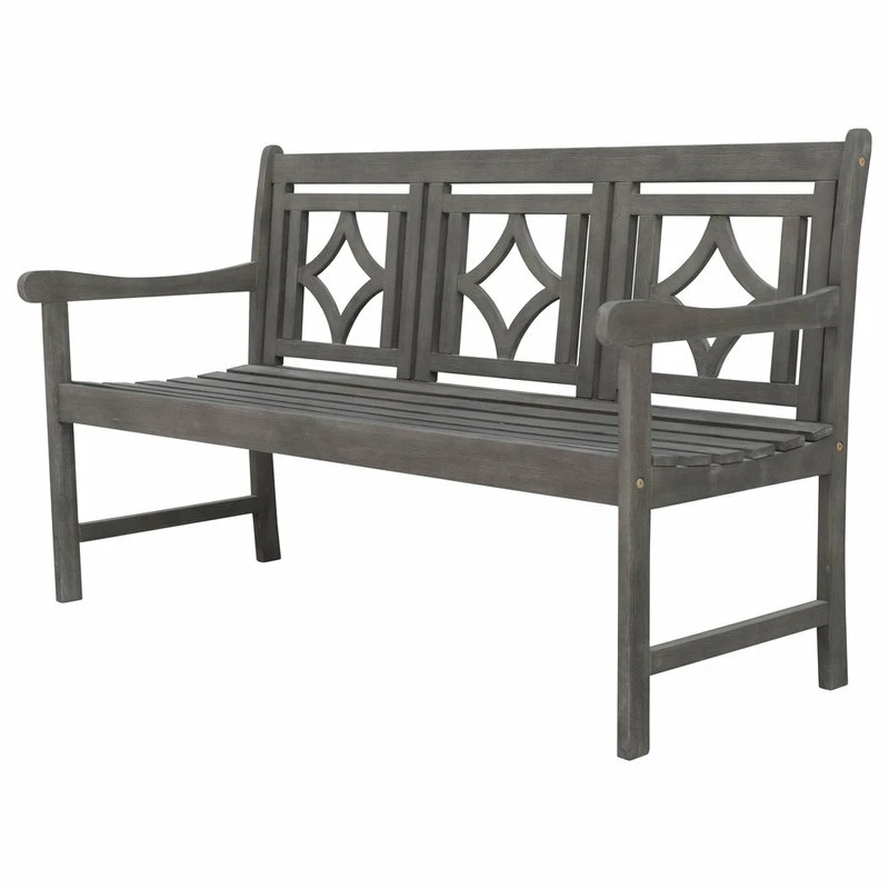 Budget 👍 Vifah Renaissance Outdoor Patio Diamond 5' Hand-scraped Hardwood Bench ✨ - Image 2