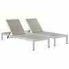 Budget 🔥 LexMod Shore Chaise Outdoor Aluminum, Set Of 2, Silver Gray 😀