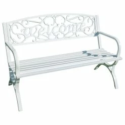 Top 10 🥰 Belleze Outdoor Elegant Welcome Park Bench, Steel Frame, 50", White 🌟