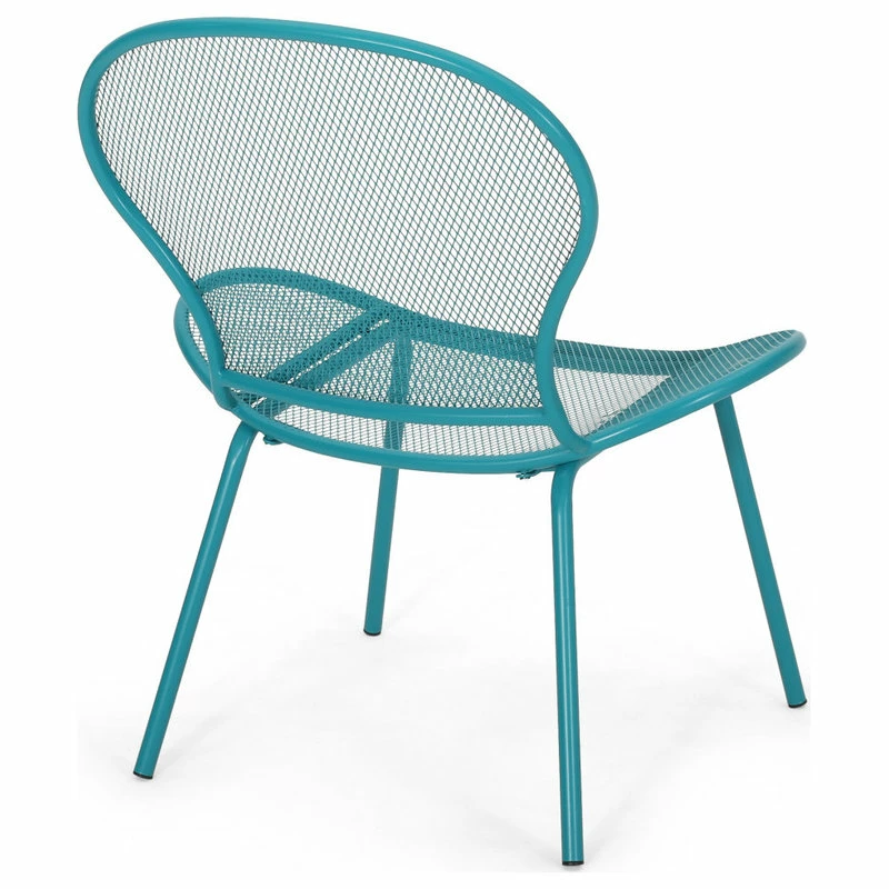 Budget 😍 GDFStudio Bernice Modern Outdoor Iron Club Chair, Set Of 2, Matte Teal 🎉 - Image 6