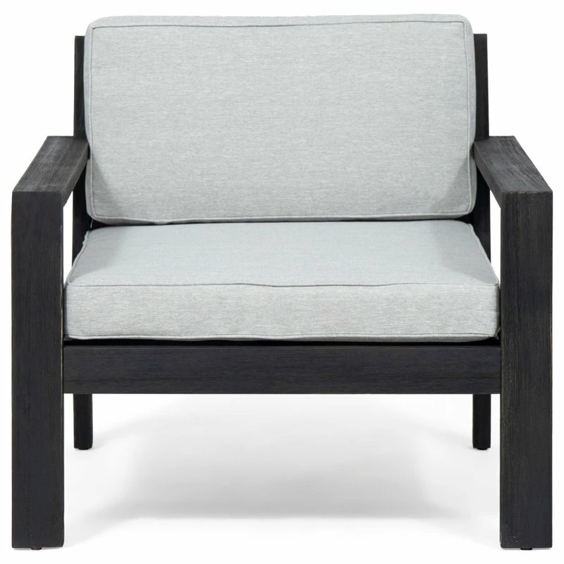 Wholesale ๐คฉ GDFStudio Susan Outdoor Acacia Wood Club Chairs With Cushions, Set Of 2, Light Gray ๐ - Image 4