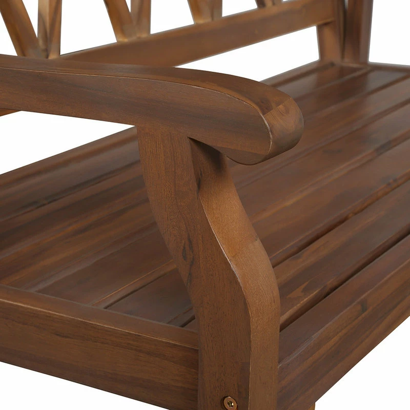 Wholesale 🛒 Pebble Lane Living Indoor/Outdoor Two Seater Elegant Wood Bench- Brown 🌟 - Image 4