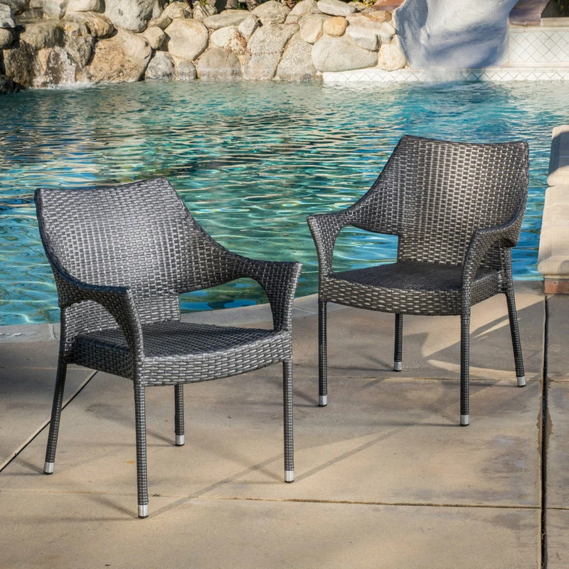 Brand new 🥰 GDFStudio GDF Studio Alameda Outdoor Gray Wicker Chairs, Set Of 2 ⭐ - Image 2