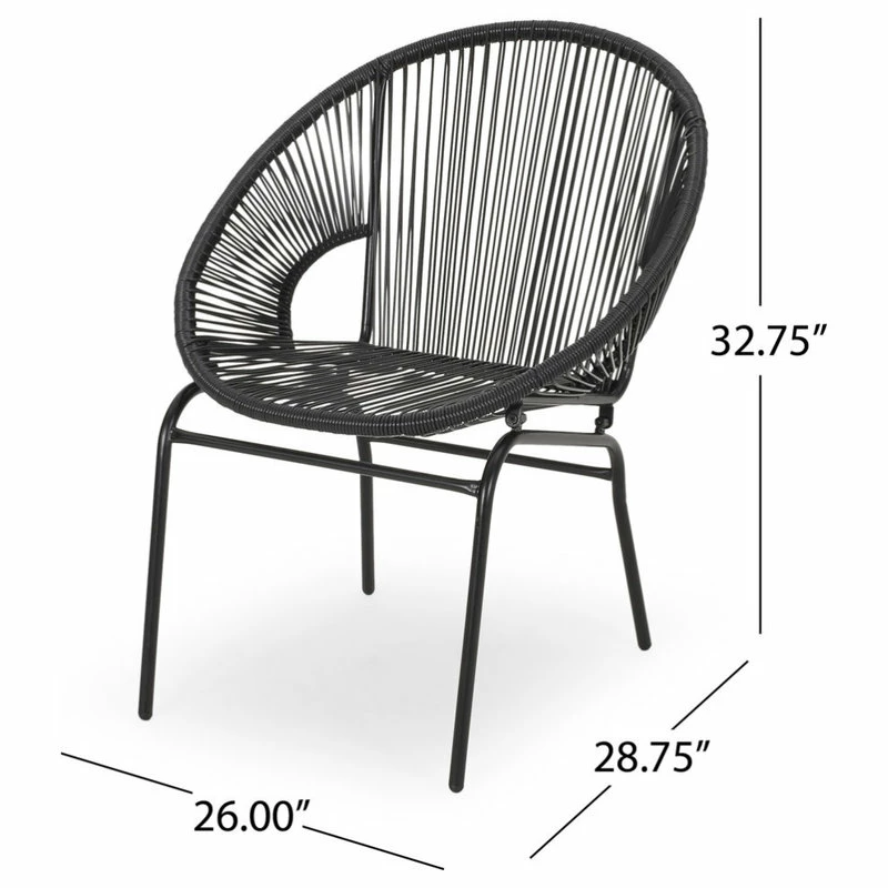 Buy 🔥 GDFStudio Carolina Outdoor Modern Faux Rattan Club Chair, Set Of 2, Black 🌟 - Image 3