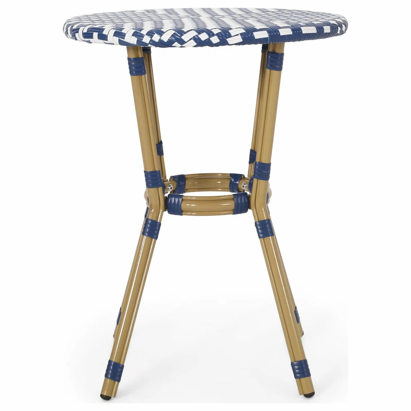 Coupon ❤️ GDFStudio Deshler Outdoor Aluminum French Bistro Set, Navy Blue, White, And Bamboo Finish 🧨 - Image 3