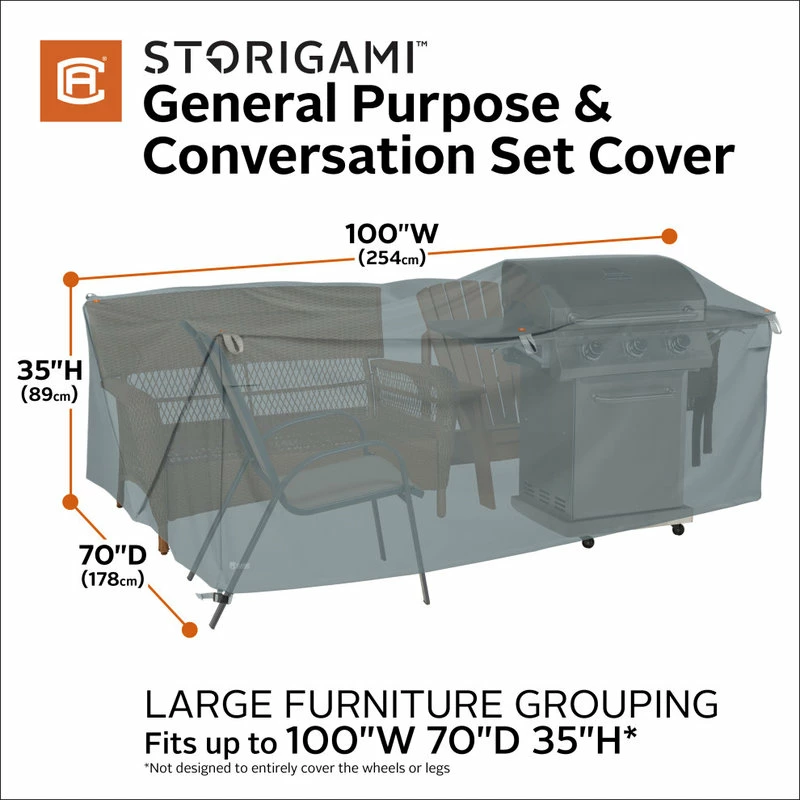 Cheapest 👍 Classic Accessories Storigami Easy Fold General Purpose Patio Furniture Cover, Monument Gray, Large ✨ - Image 2